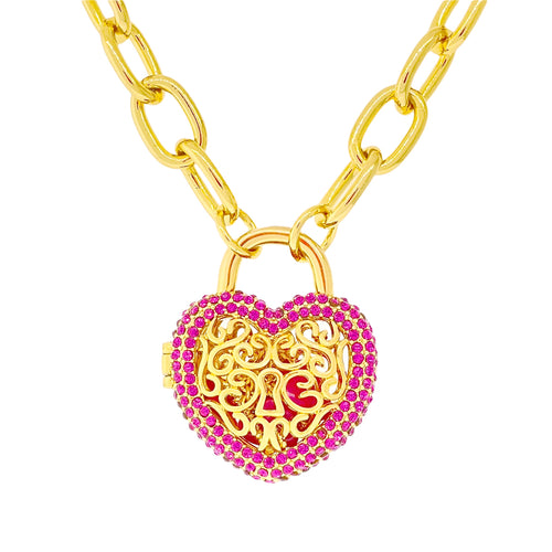 Fuchsia "Locket Full of Love" Necklace by Ritzy Couture