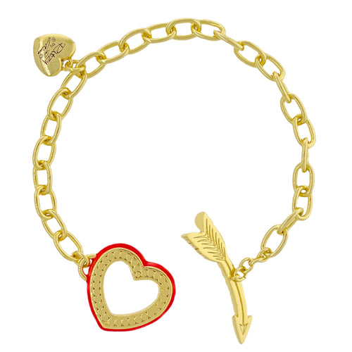 Hearts and Arrows Red Ombre Bracelet " 18k Gold Plating