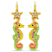 Pastel Starfish and Seahorse Earrings " 18K Gold Plated