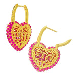 Filled With Love Hot Pink Crystal Earrings