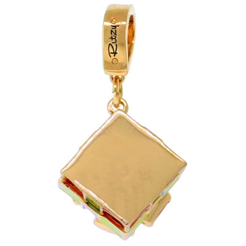 Ritzy Couture Christmas Gift Charm with Swarovski Crystals Enhancer Charm (Goldtone)