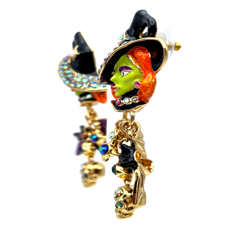 Spectacular Halloween Glamor Witch Earrings Ritzy Couture DeLuxe-18k Gold Plated
