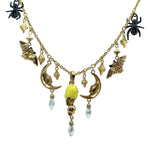 Halloween Spiders Bats and Skulls Necklace Ritzy Couture DeLuxe 18k Gold Plated