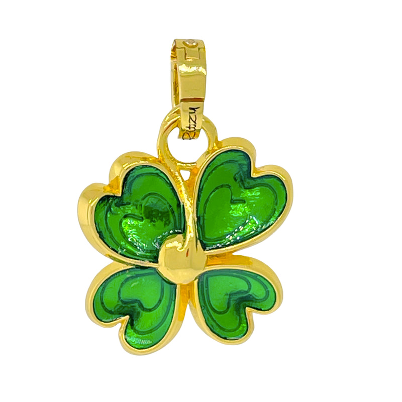 Lucky Clover St Patricks Enhancer Charm " 18k Gold Plating