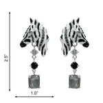 Ritzy Couture DeLuxe Wild Zebra Animal Print Statement Earrings - Fine Silver-Plated