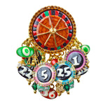 Lunch at The Ritz Ritzy Roulette Wheel Pin Pendant Casino-Inspired 22k Gold Plate