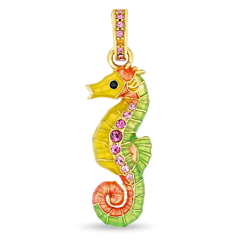 Summer Pastel Seahorse Enhancer Charm by Ritzy Couture DeLuxe - 18k Gold Plating