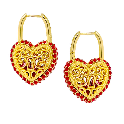 Filled With Love Red Crystal Earrings