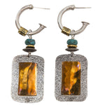 Tabra Jewelry 925 Silver Bronze Turquoise Bead Post Earrings Vault DH349 - Silver Bronze Teal