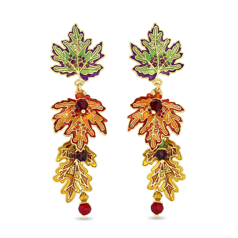 Fall Foliage Acorn Maple & Oak Leaves Earrings by Ritzy Couture