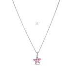 Pink Crystal Starfish Enhancer Charm "Fine Silver Plated