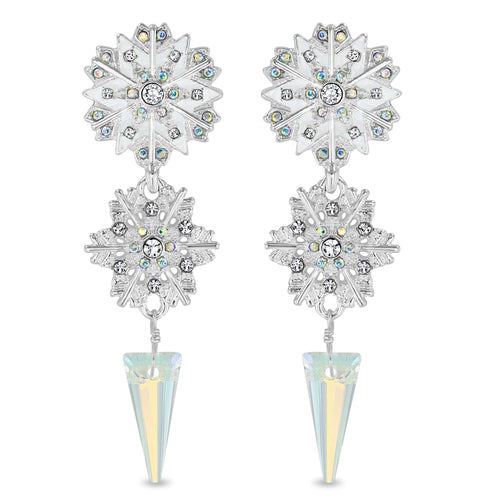 Crystal Snowflake Charm Earrings | Snowflake Earrings