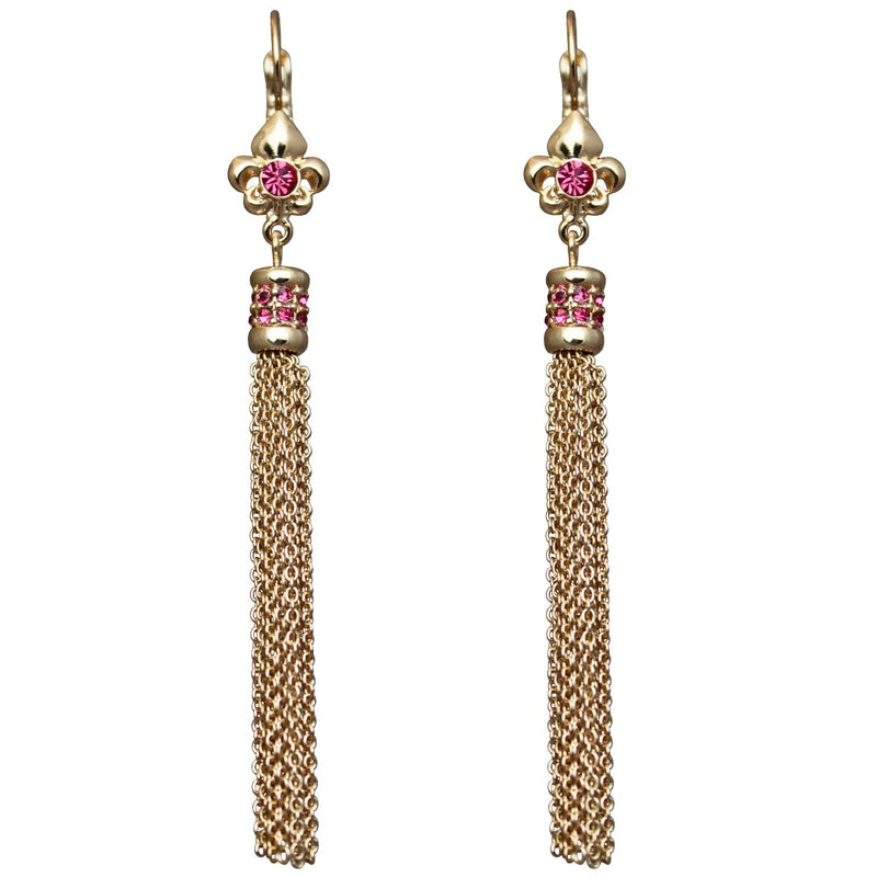 Fleur-de-lis Amethyst Tassel Jewelry Earrings - Back Side