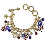 Ritzy Couture USA American Flag Charm Bracelet (Goldtone) - Multicolor
