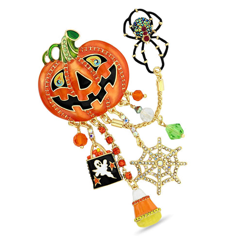 Jack O Lantern Pumpkin Halloween Pin/Pendant-Ritzy Couture