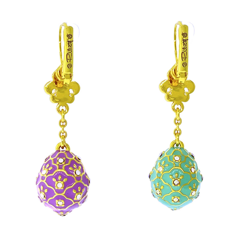 Asymmetrical Pastel Easter Egg Earrings Ritzy Couture DeLuxe - 18k Gold Plating