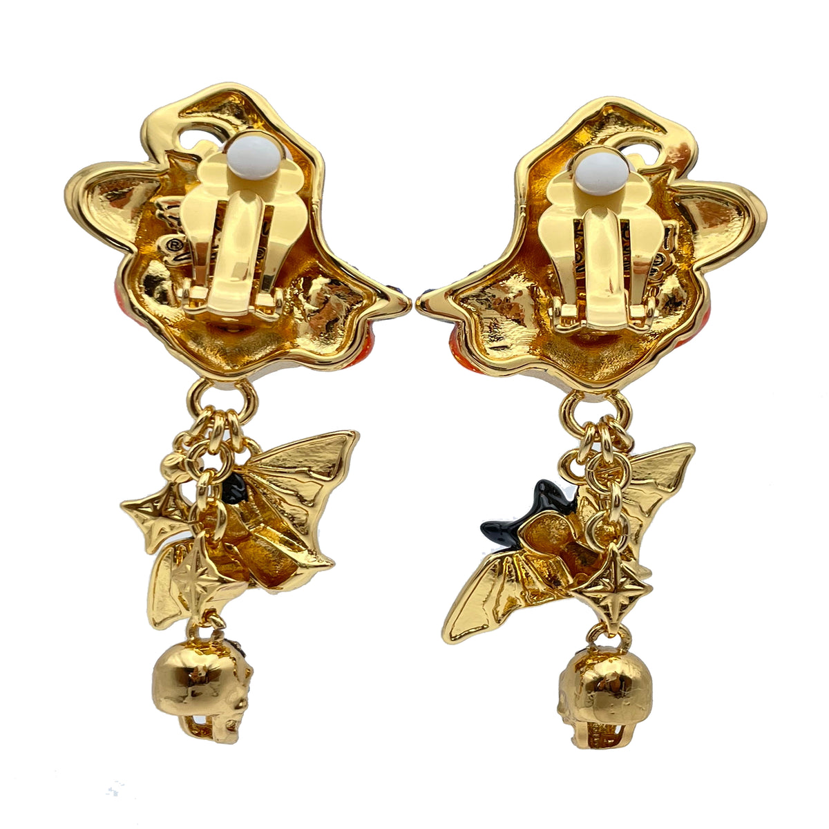 Spectacular Halloween Glamor Witch Earrings Ritzy Couture DeLuxe-18k Gold Plated