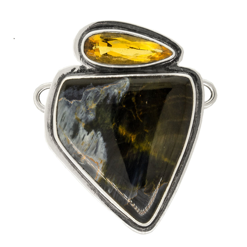 Tabra Jewelry 925 Sterling Silver Pietersite Citrine Connector Charm OOK453