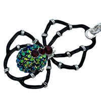 Ritzy Couture DeLuxe Halloween Spider Crystal Leverback Earrings-Fine Silver Plate