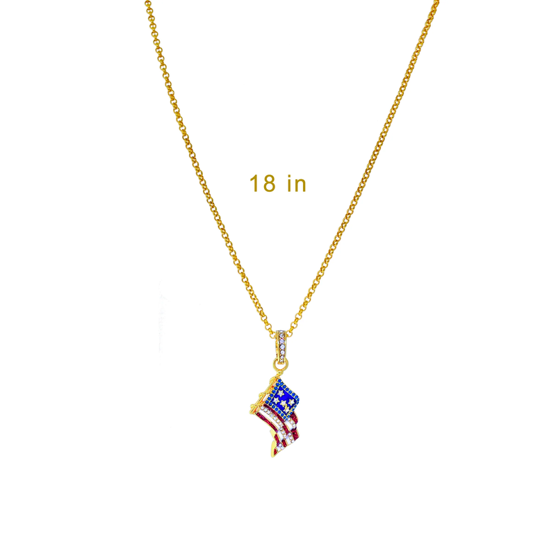 Sparkling July 4th USA Flag Enhancer Pendant Ritzy Couture DeLuxe-18k Gold Plate