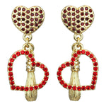 Heart Pave Charm Earrings - Heart Dangle Earrings