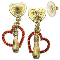 Heart Pave Charm Earrings | Heart Dangle Earrings