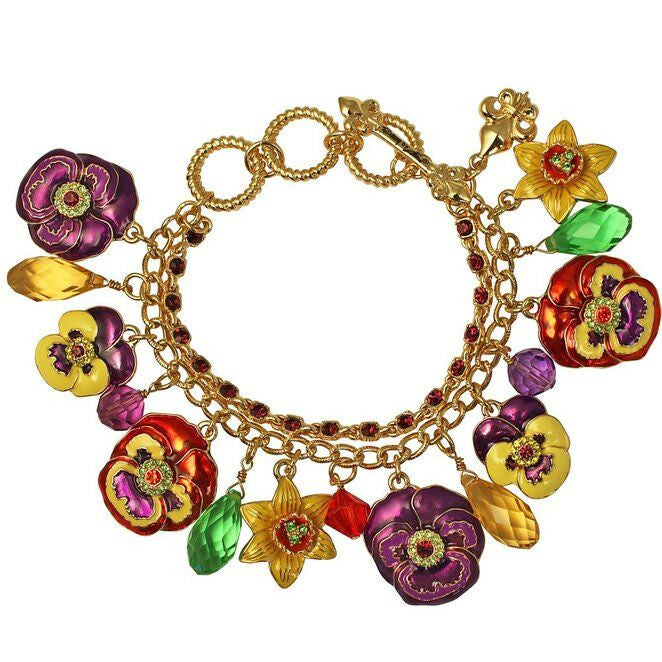 Multi Color Pansy Charm Bracelet - Bracelets For Women