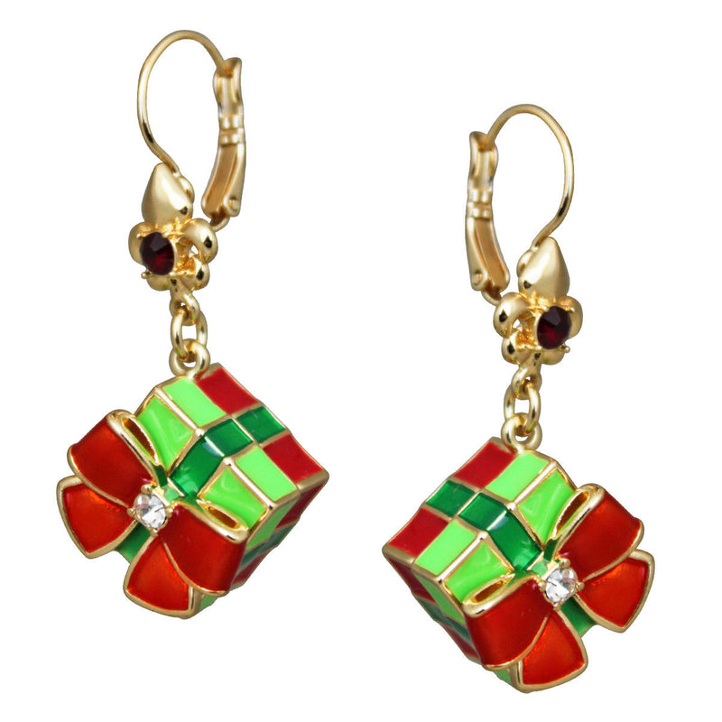 Christmas Gift Box Dangle Earrings | Christmas Earrings