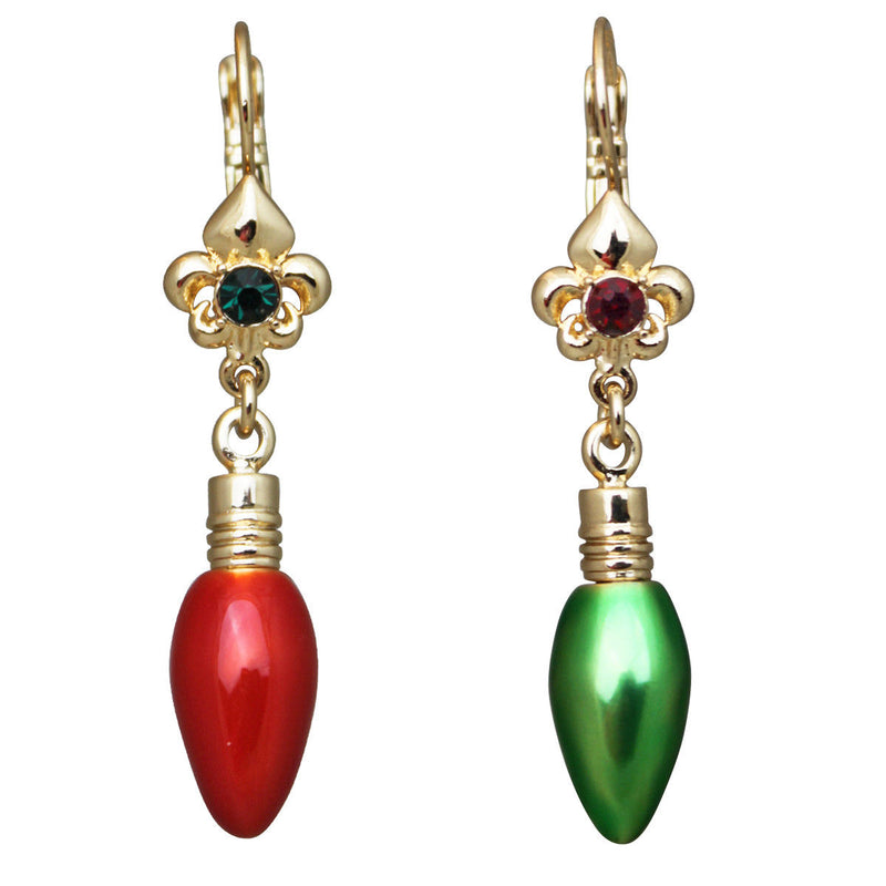 Christmas Lights Drop Dangle Earrings - Christmas Jewelry